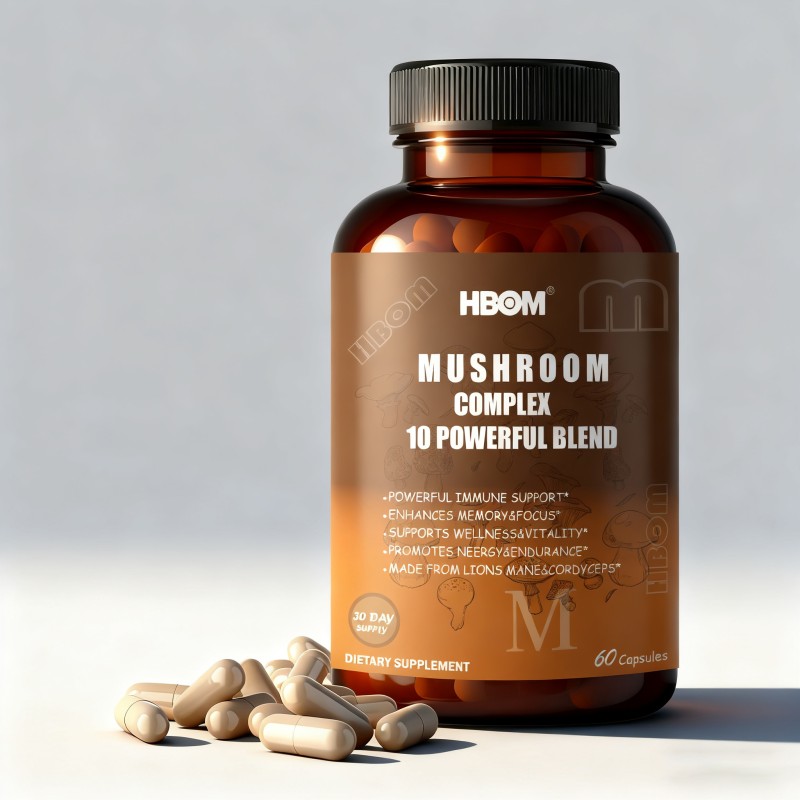 Mushroom Complex Capsules Manufacturer - OEM Private Label Lions Mane Ashwagandha
