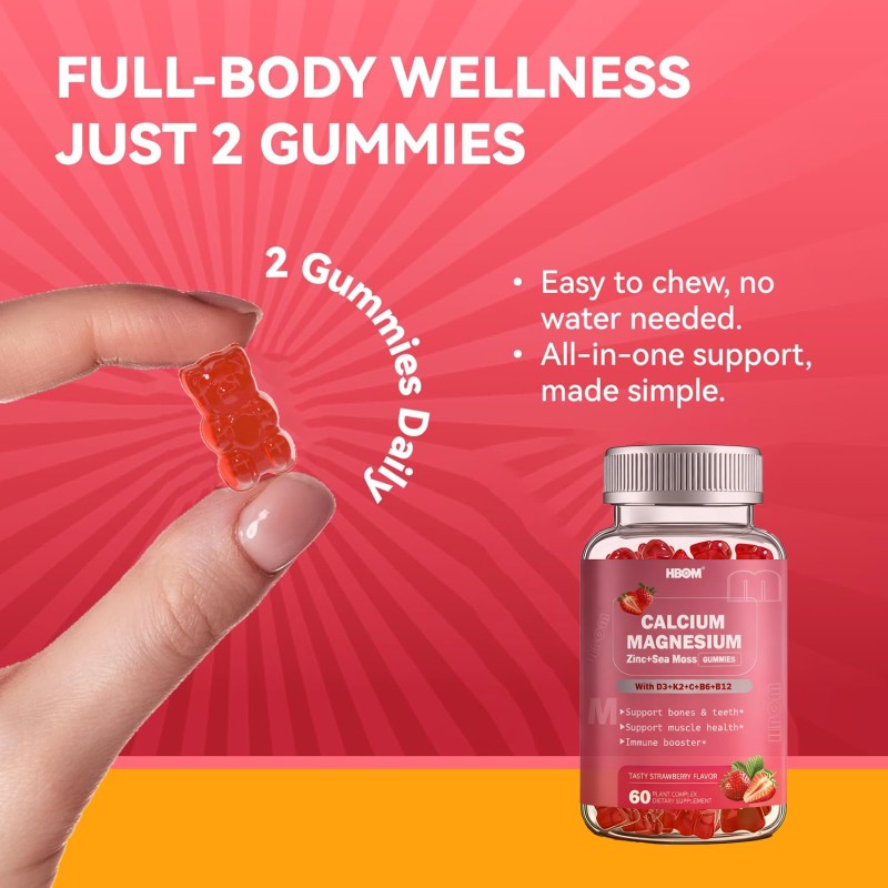 Calcium Magnesium Gummies Supplier - OEM Custom D3 K2 B12 B6 Citrate Mood