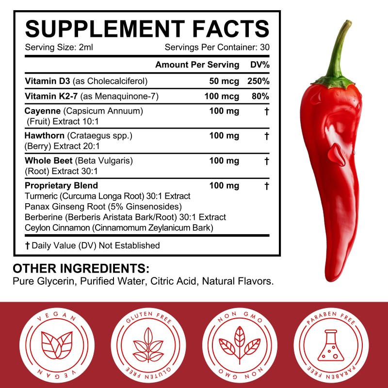 Liquid Drops Supplier - OEM Custom Cayenne Beetroot Turmeric Metabolism