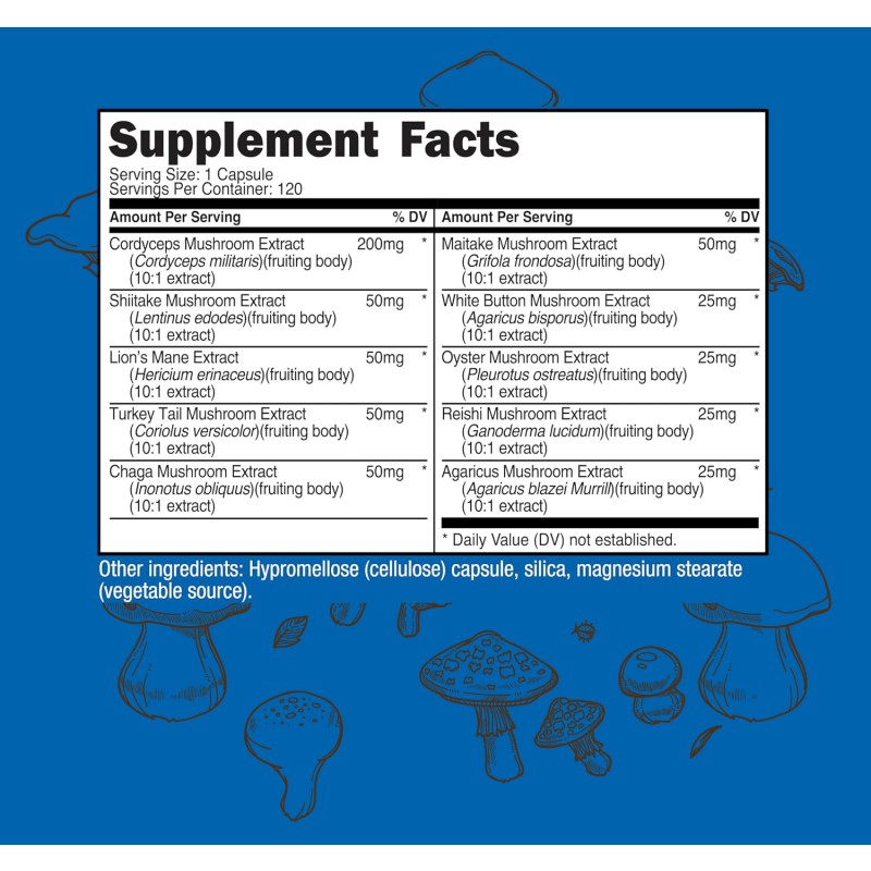 Mushroom Complex Capsules Manufacturer - OEM Private Label Lions Mane Ashwagandha