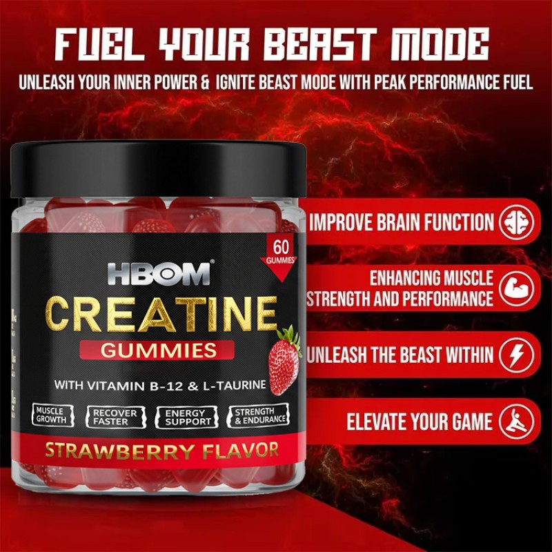 Creatine Gummies Manufacturer - OEM Custom Monohydrate Muscle Growth Pre Workout