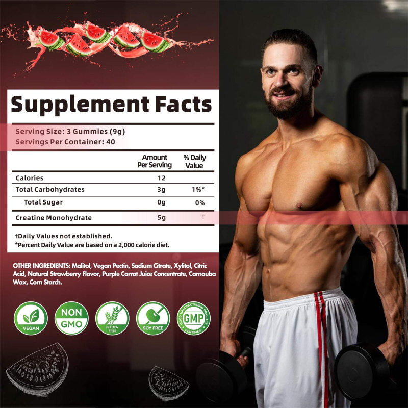 Creatine Gummies Manufacturer - OEM Custom Monohydrate Muscle Growth Pre Workout