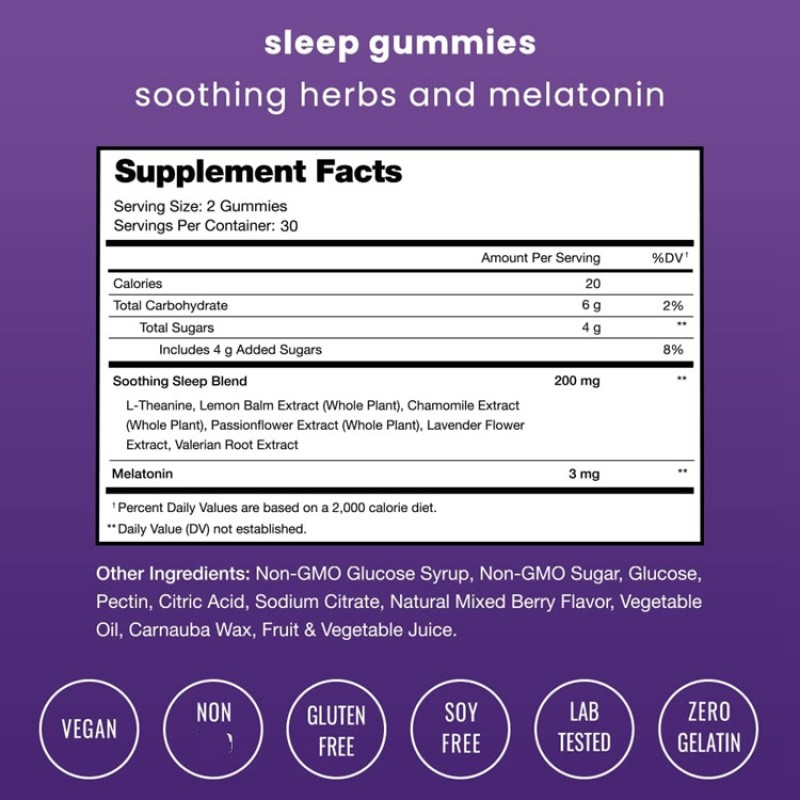Private Label Custom Sugar Free Sleeping Gummies 10000mg Vegan Melatonin Gummies for Fast Sleep Deep