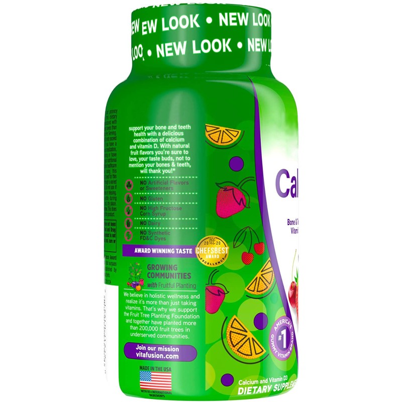 Private Label Sugar Free Vegetarian Improve Bone Health Vitamin D3 Calcium Gummies for Kids Men and Women