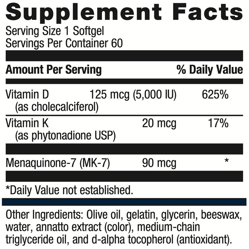 Private Label Factory Wholesale Immune Support Bone & Heart Health Vitamin D3 K2 Softgels