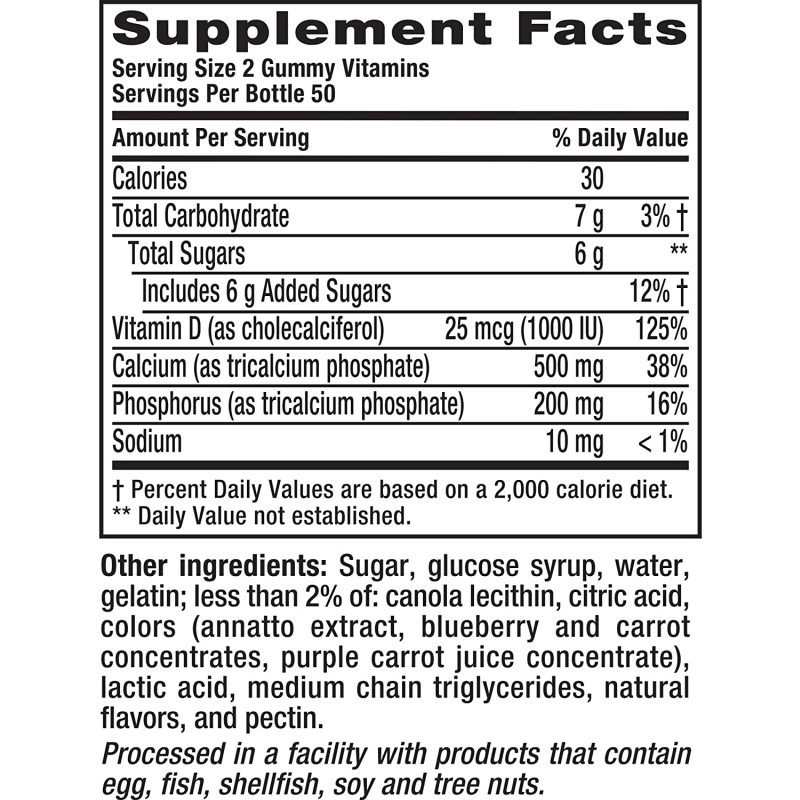 Private Label Sugar Free Vegetarian Improve Bone Health Vitamin D3 Calcium Gummies for Kids Men and Women