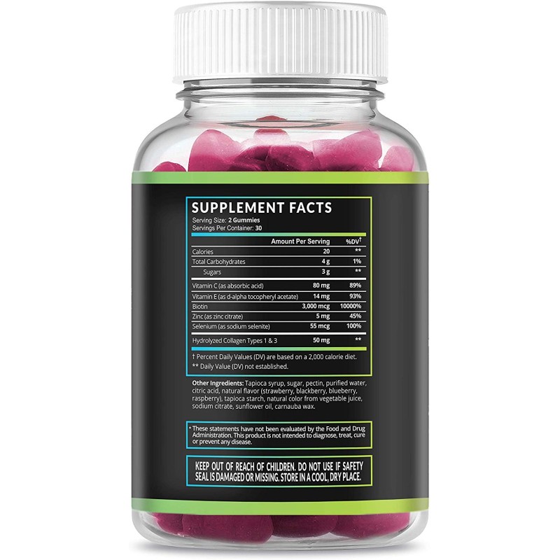 Private Label Vitamin and Supplements Hair Skin Nails Vegan Biotin Collagen Gummies