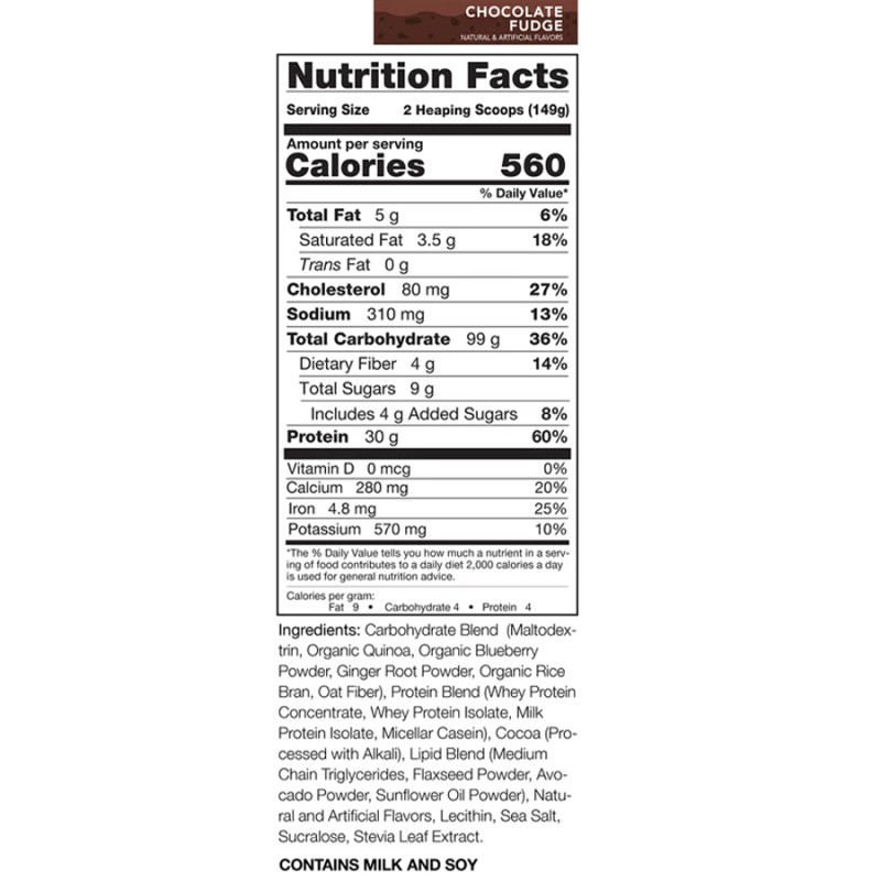 560 Quality Calories From Premium Proteins  Fast-fueling Carbohydrates, and Energy-packed Lipids  Clean Gainer - Chocolate