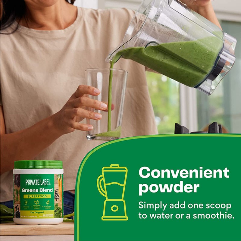 OEM Private Label Super Greens Powder for Boost Energy , Digestive Enzymes & Probrotics Super Greens Supplement