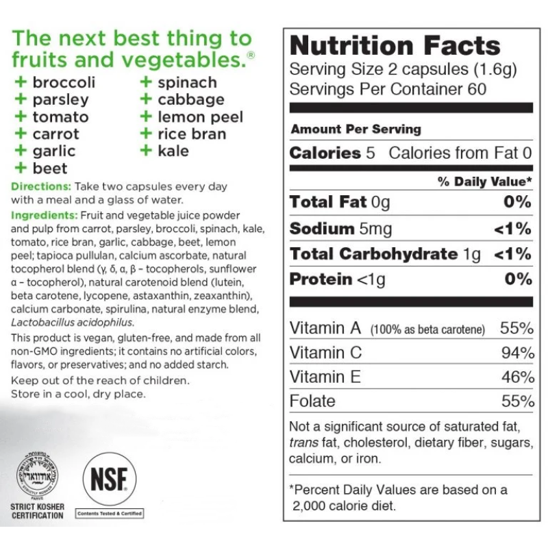 Juice Plus Capsules Supplier - OEM Custom Label Nutritional Blend