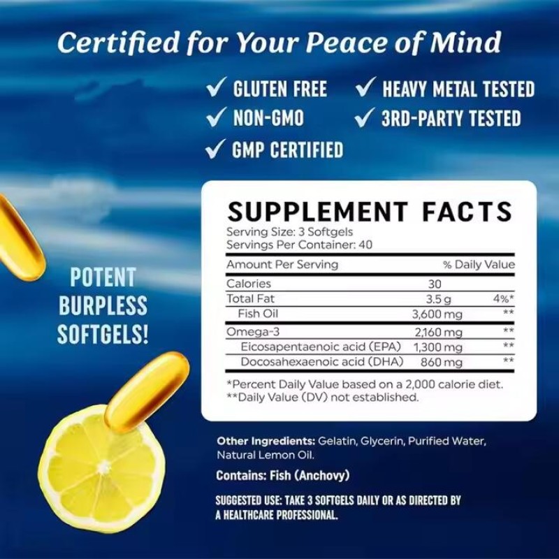 Fish Oil Softgel Capsules Factory - Factory Supply Top Quality Omega-3 EPA DHA