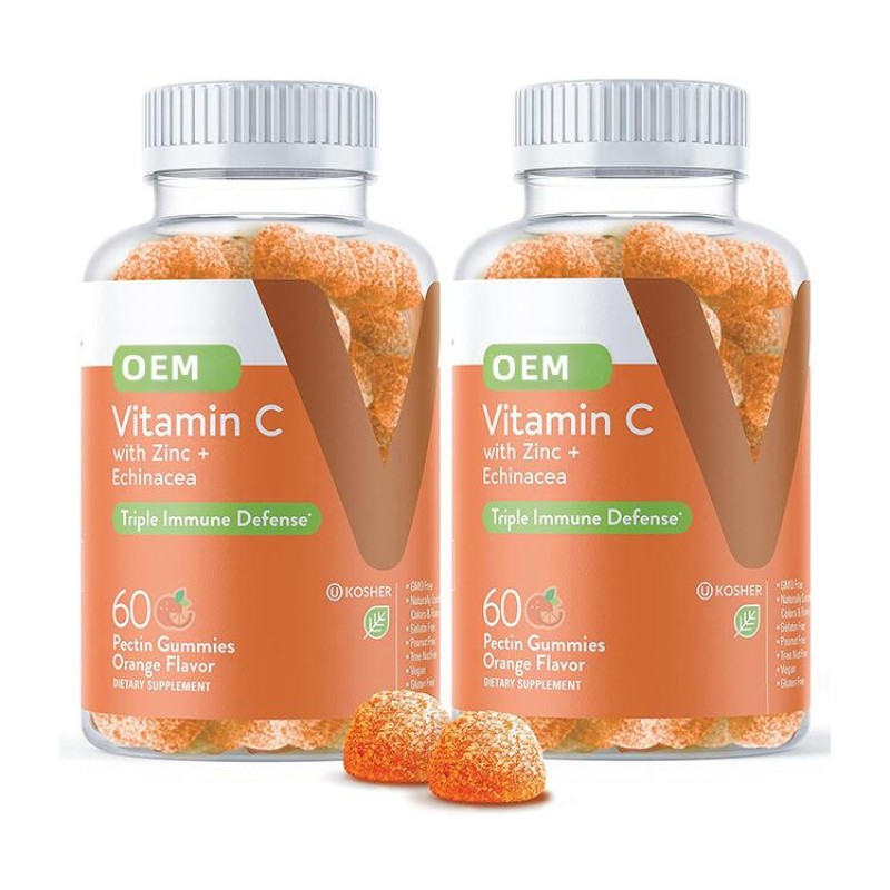 Vitamin C Gummies Factory - OEM Custom Orange Flavor Zinc Echinacea Immunity