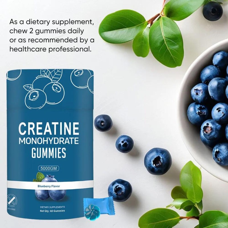 Creatine Monohydrate Gummies Factory - OEM Private Label Blueberry Pre-workout Gym