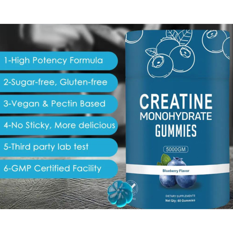 Creatine Monohydrate Gummies Factory - OEM Private Label Blueberry Pre-workout Gym