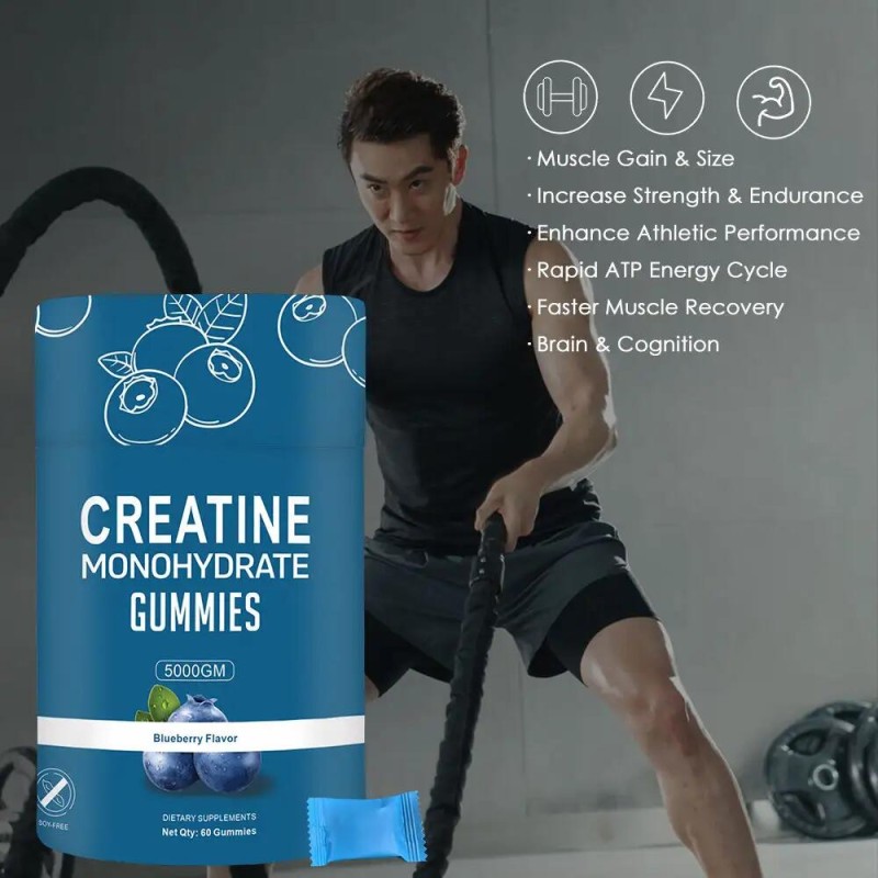 Creatine Monohydrate Gummies Factory - OEM Private Label Blueberry Pre-workout Gym