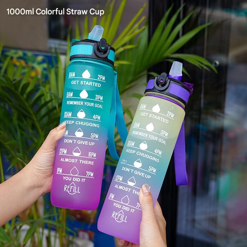 Motivational Water Bottle Manufacturer - 1L Tritan Straw Filter