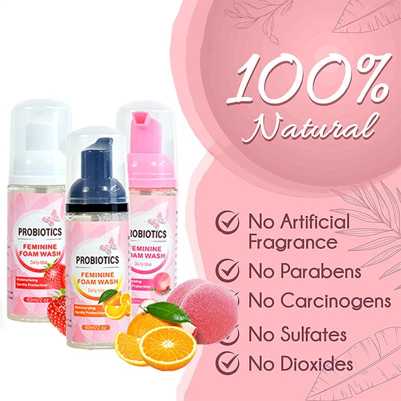 5 Bottle/60ML Woman Intimate Yoni Wash Natural Probiotics Feminine Foam Wash for Detox Cleaning Care
