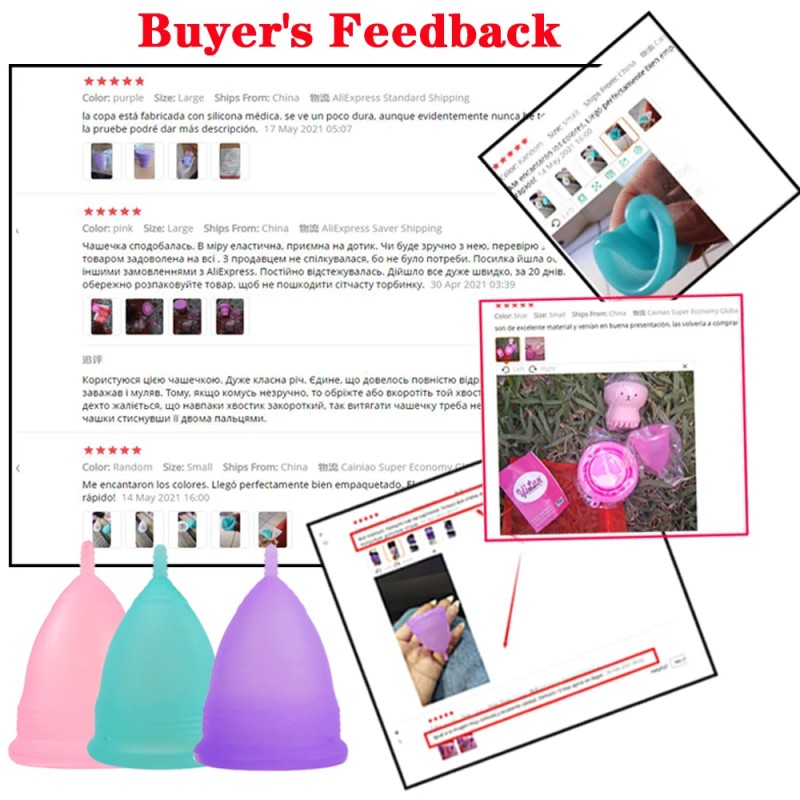 Medical Silicone Menstrual Cup&Foldable Cup Feminine Hygiene Menstrual Period Reusable Vaginal Bowl  Gift Face Cleansing Brush