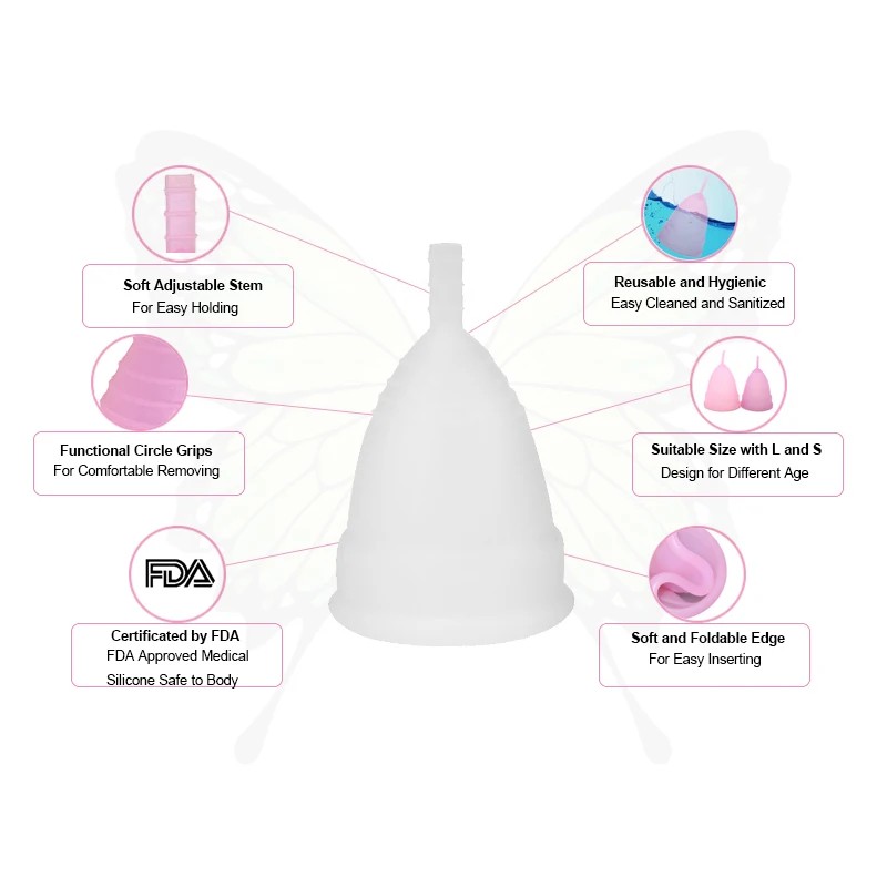 2024  Factory Price Hot Sale Cheap Price Eco-friendly 2022 100% Silicone Women Reusable Close Fit Menstrual Cup