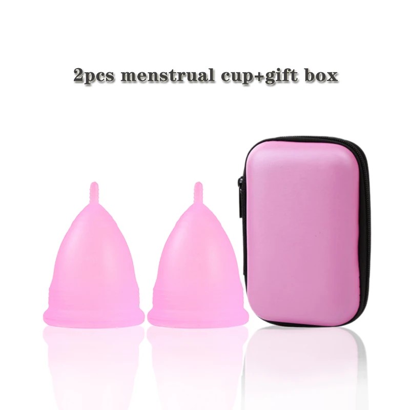 Medical Silicone Menstrual Cup&Foldable Cup Feminine Hygiene Menstrual Period Reusable Vaginal Bowl  Gift Face Cleansing Brush