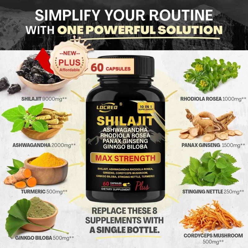 Shilajit Capsules Factory - Ashwagandha Extra Strength 60 Capsules