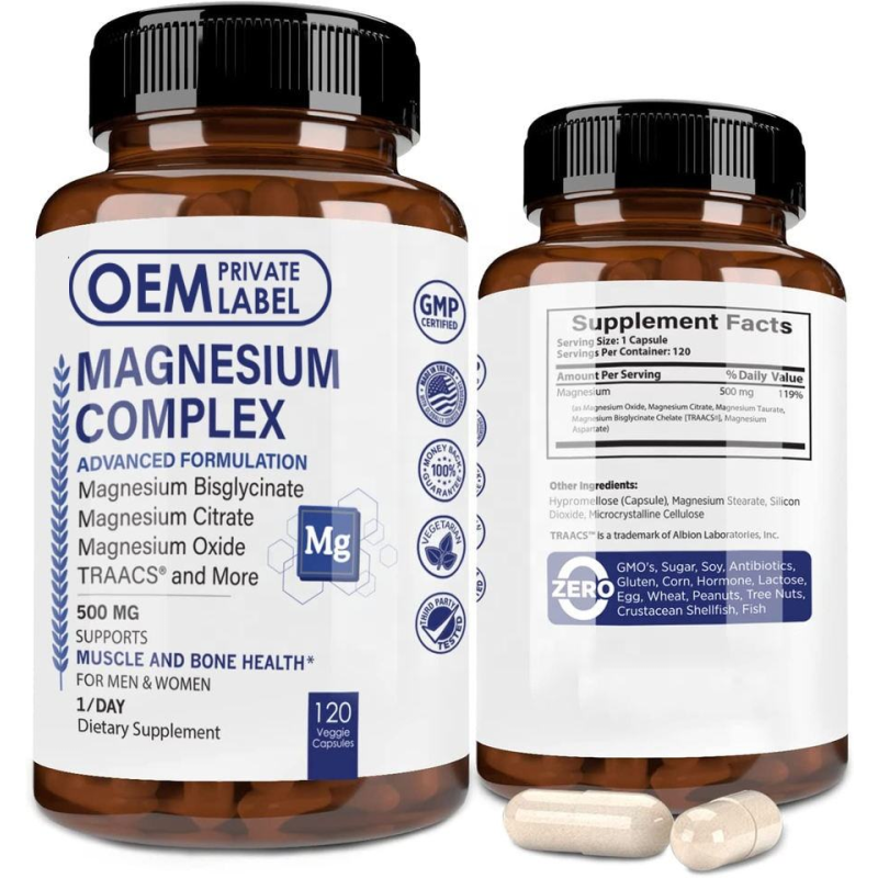 Magnesium Complex Capsules Supplier - 500mg 5-in-1 Max Absorption OEN ODM