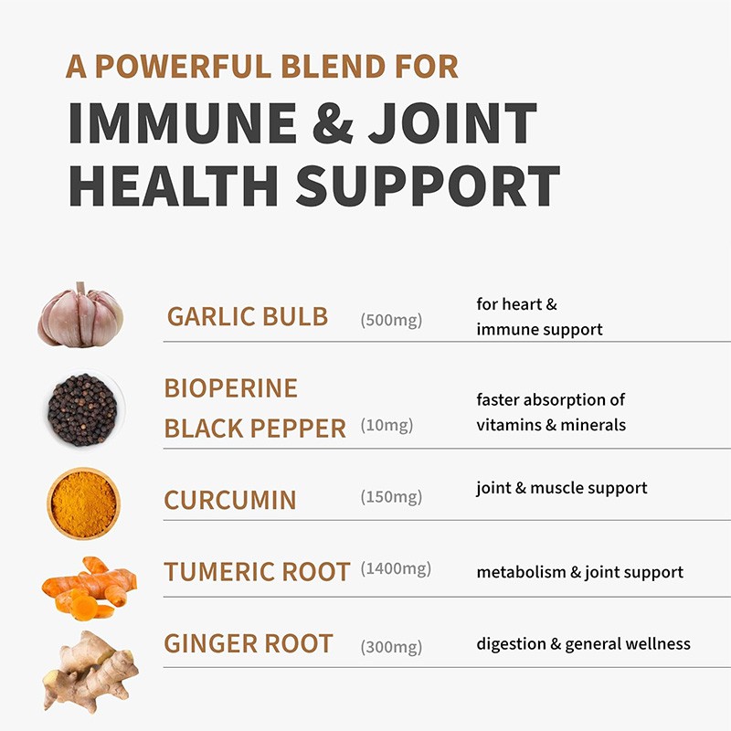 Turmeric Capsules Supplier - 4-in-1 Black Pepper Garlic Ginger Antioxidant