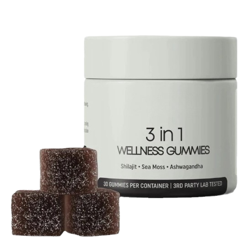 Wellness Gummies Manufacturer - 3-in-1 Sea Moss Ashwagandha Shilajit Energy