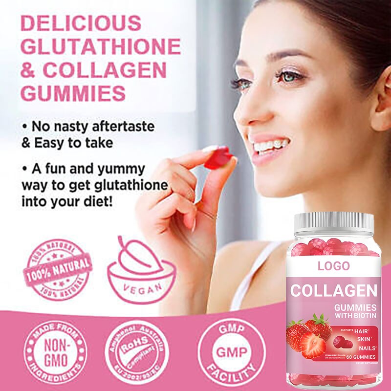 Biotin Collagen Gummies Factory - Hair Skin Nails Strawberry Flavor