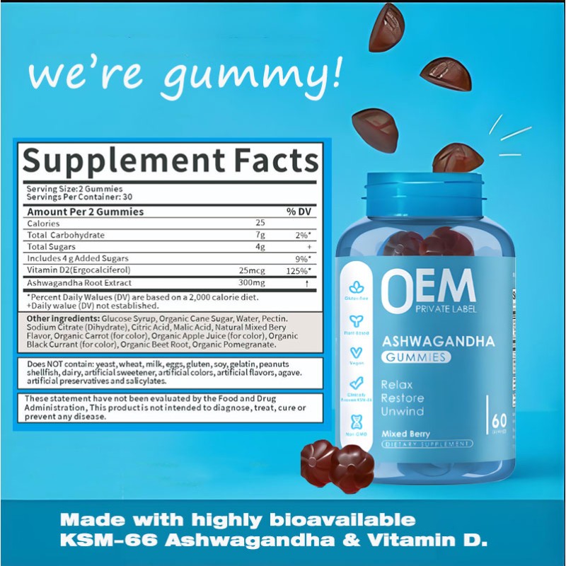 Ashwagandha Gummies Supplier - OEM Organic KSM66 Extract
