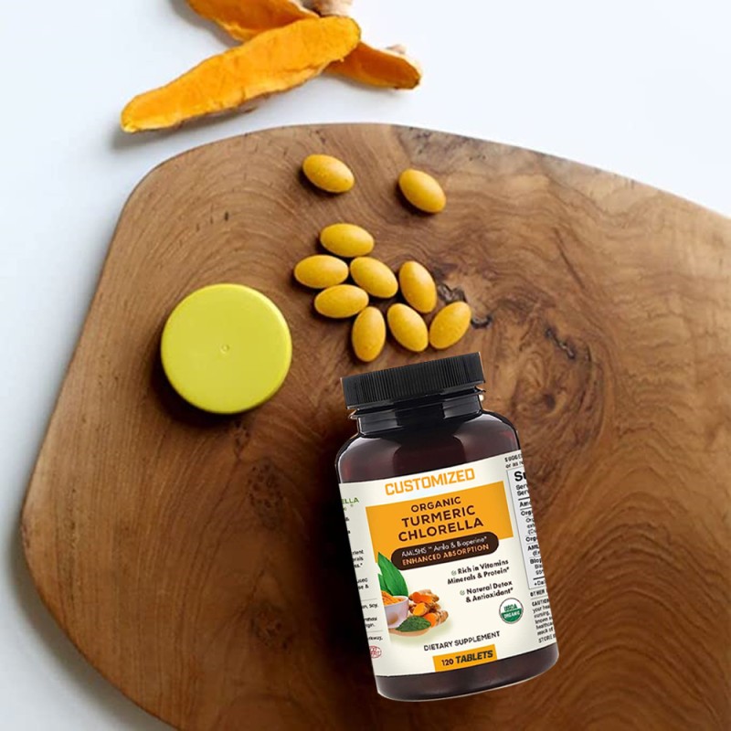 Turmeric Supplement Supplier - Custom Curcumin Chlorella Herbal Tablets