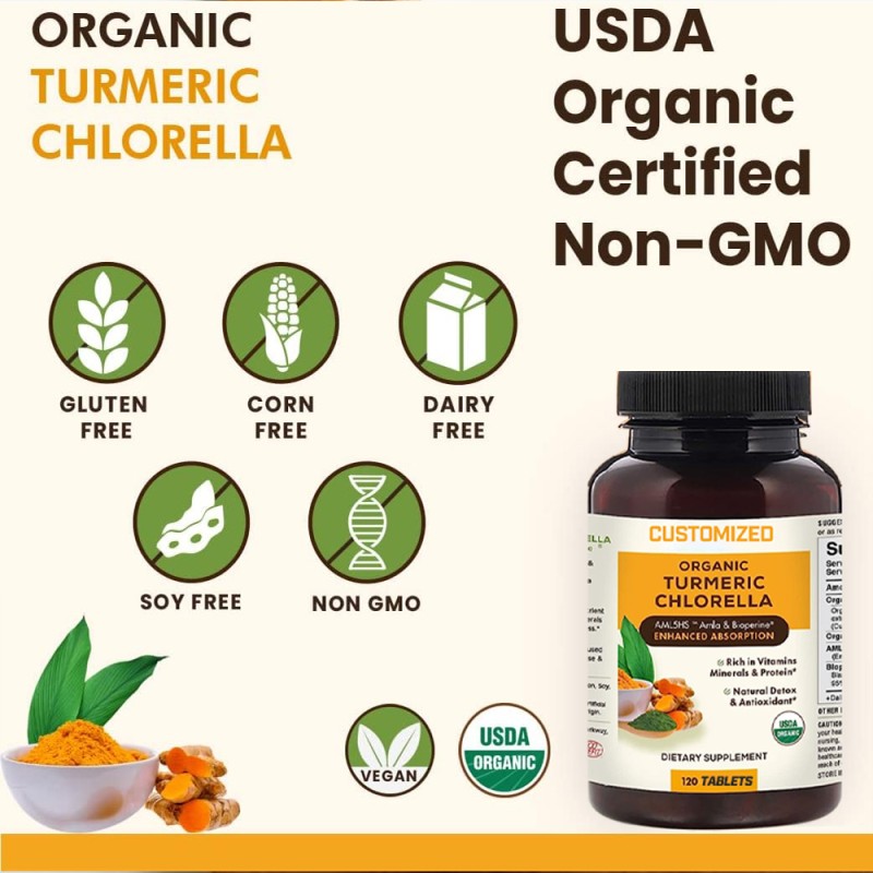 Turmeric Supplement Supplier - Custom Curcumin Chlorella Herbal Tablets