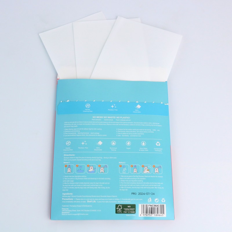 Pet Shampoo Sheet Manufacturer - OEM Dog Grooming Deodorizing Fruit Tea Fragrance