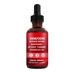 Adult Oral Liquid Supplements Pepper Extract Hawthorn Berry Vitamin D3 K2 Beet Root & Turmeric Drops