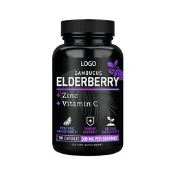 OEM/ODM Custom Super Concentrated Sambucus Extract Powerful  Health Supplement Black Elderberry Capsules for Adults