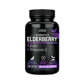 OEM/ODM Custom Super Concentrated Sambucus Extract Powerful  Health Supplement Black Elderberry Capsules for Adults