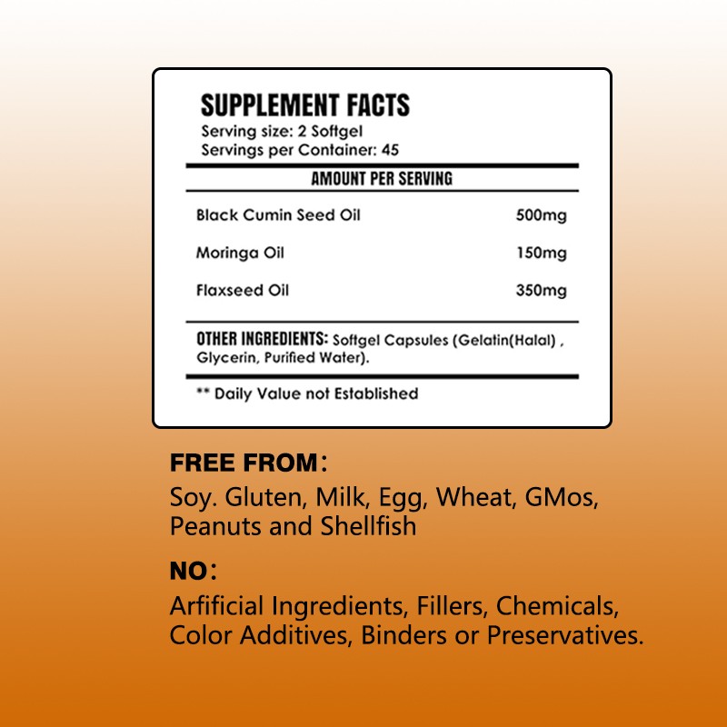 Black Seed Oil Softgels Supplier - Moringa Flaxseed Healthy Immune Pure Cold