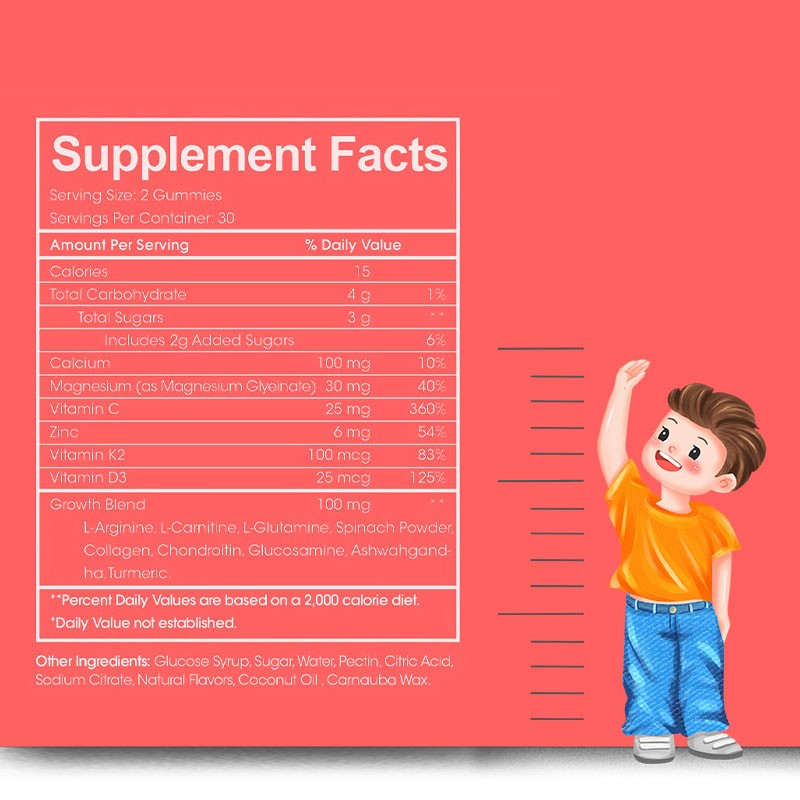 Height Growth Gummies Supplier - Best Quality Dietary Vegan Calcium Strong Bones