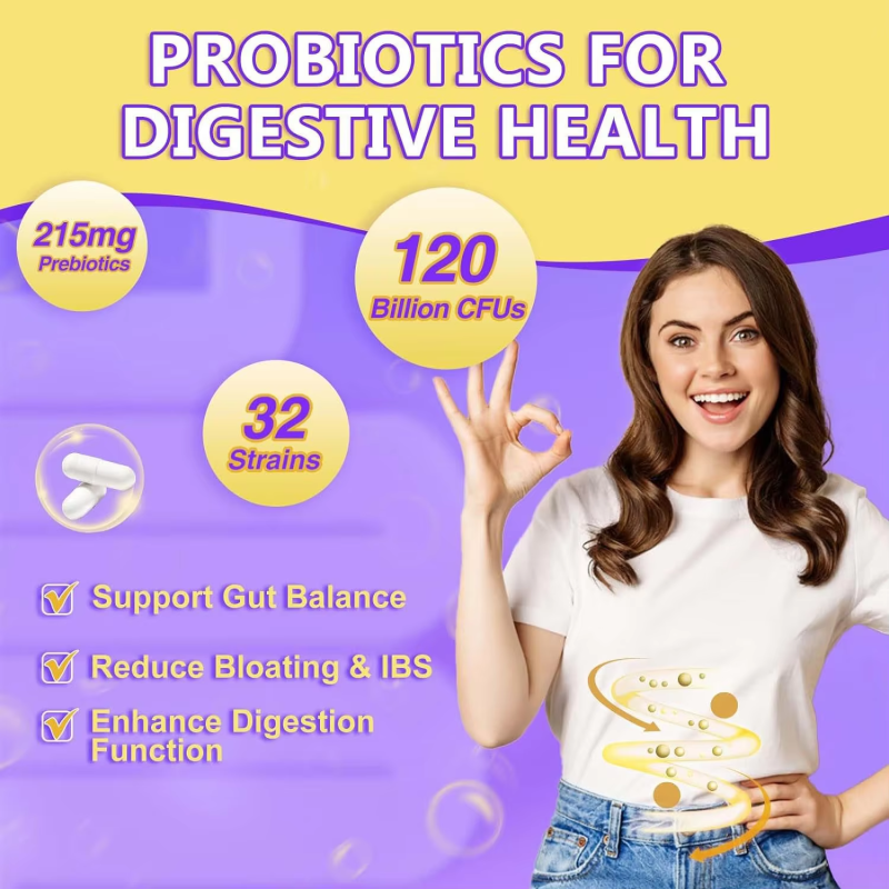 Probiotics Capsules Factory - High Quality Adults 5-In-1 Gut Digestive 120B CFU