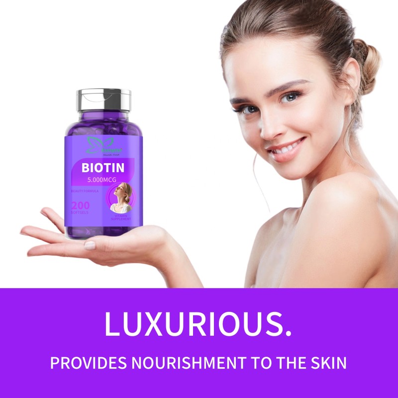 Biotin Softgels Factory - Best Selling Vegetable Glycerin Women Beauty Nourishment