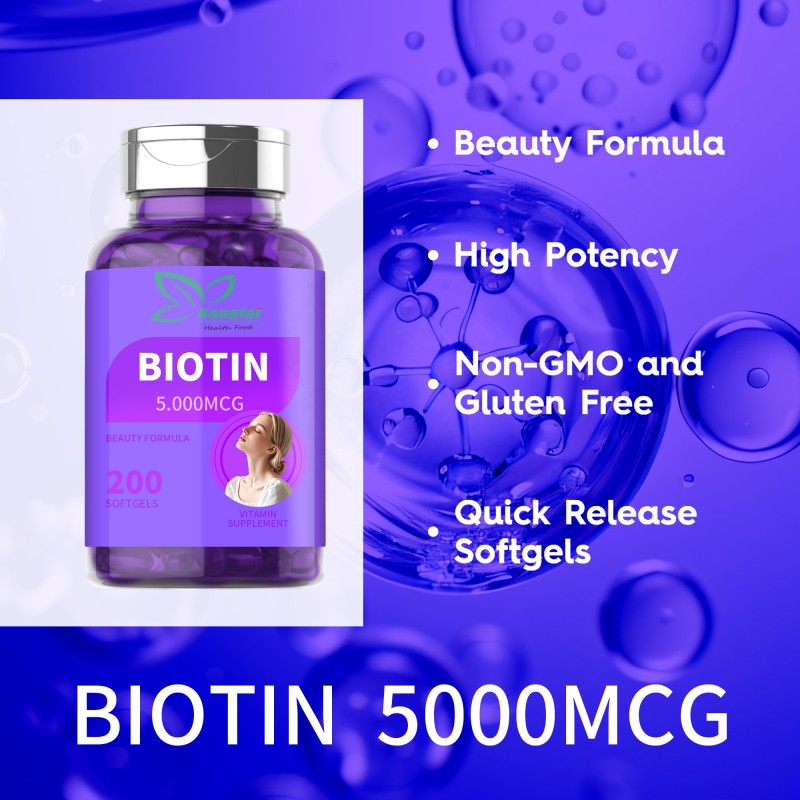Biotin Softgels Factory - Best Selling Vegetable Glycerin Women Beauty Nourishment