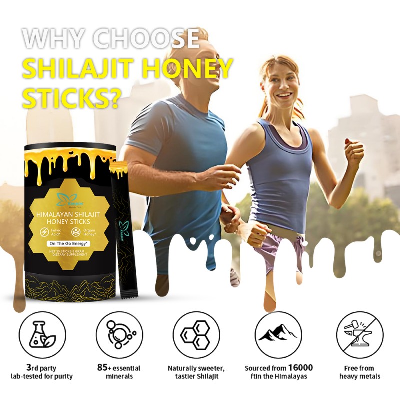 Shilajit Honey Sticker Supplier - Private Label Himalayan Immune Humic Acid Vitamins