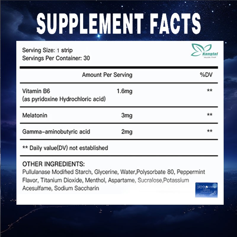 Sleep Strips Supplier - Hot Sell Health Stress Relief Calm GABA Vitamin Mint