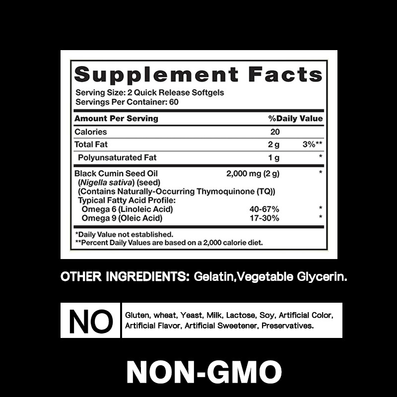 Black Seed Oil Softgels Factory - Cold Pressed Omega Antioxidant Metabolic Support