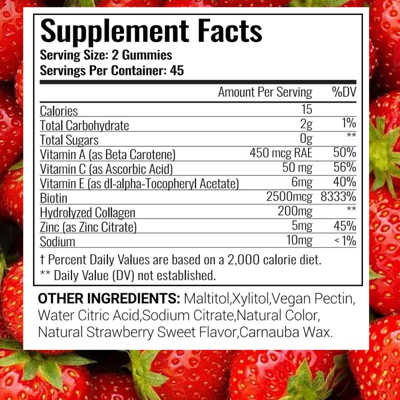 Collagen Biotin Gummies Factory - Private Label Vitamin C Zinc Strong Nails Skin