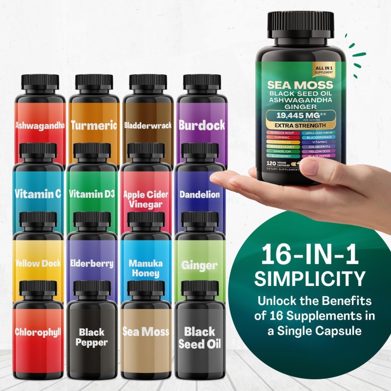 Factory-Batch Custom Sea Moss Capsules Food Grade Herbal Extract Supplements Vitamin-Infused Seaweed in Solvent Packaged Bottles