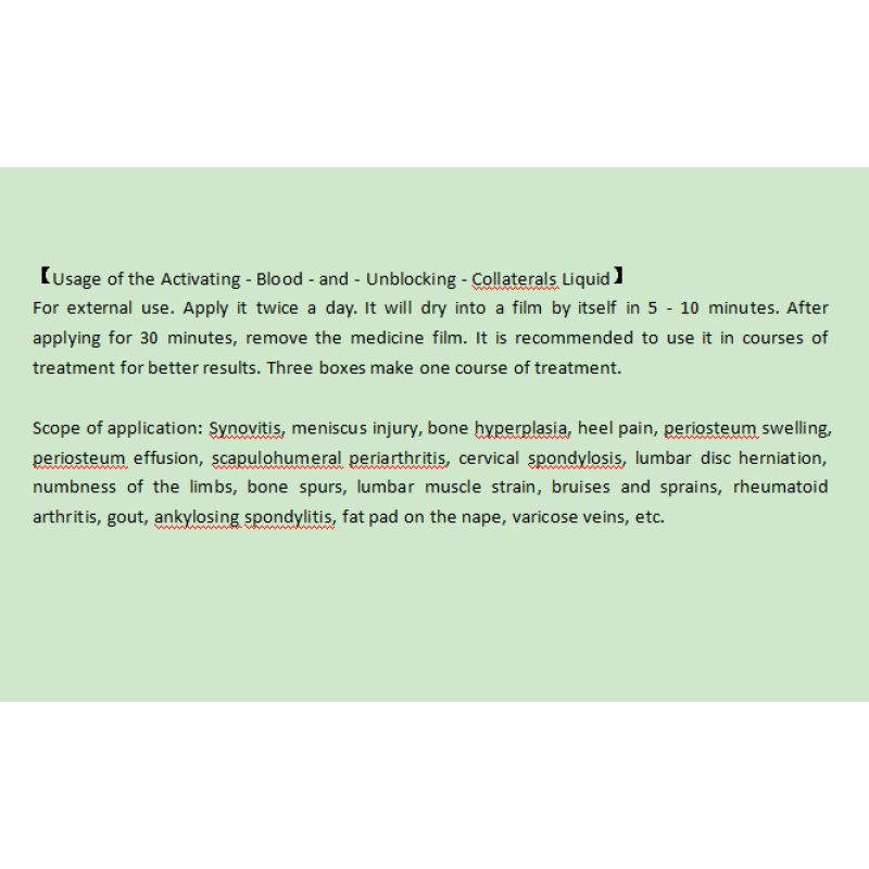 Yufang Professional Manufacturer Herbal Extract Liquid for Blood Circulation and Pain Management Therapy Activating Collaterals