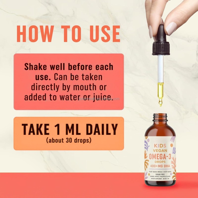 Algae Oil Drops Factory - Customized Flavor Omega 3 DHA EPA Kids