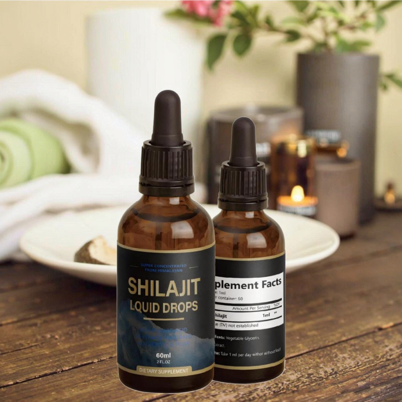 Shilajit Resin Drops Supplier - Natural 99% Fulvic Acid ISO GMP Halal