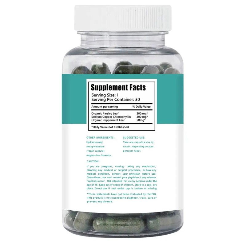 Chlorophyllin Capsules Factory - Body Odor Control Herbal Supplements Fresh